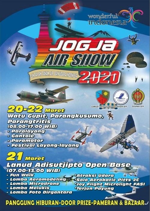 eventyogyakarta's tweet photo. Jogja Air Show 2020 | 20-22 Maret 2020 di Watu Gupit, Parangkusumo, Parangtritis (08.00-17.00 WIB) | 21 Maret 2020 di Lanud Adisutjipto Open Base (07.00-13.00 WIB) | Info: Instagram @ppdadisucipto https://t.co/J8h4ECc0wG