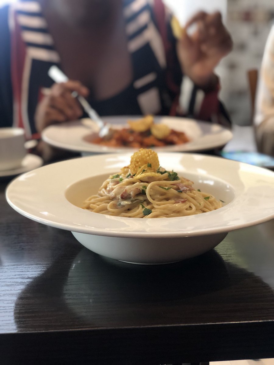 Saffron Cafe 43 gana street****Spaghetti Carbonara N3900Chicken penne Arabiata N3900Jumbo prawn tangaria N4900 *****Pasta is life!!! And saffron cafe knows how to make em!  every single pasta was a hit back to back! Full review on IG: Pamsfoodtour