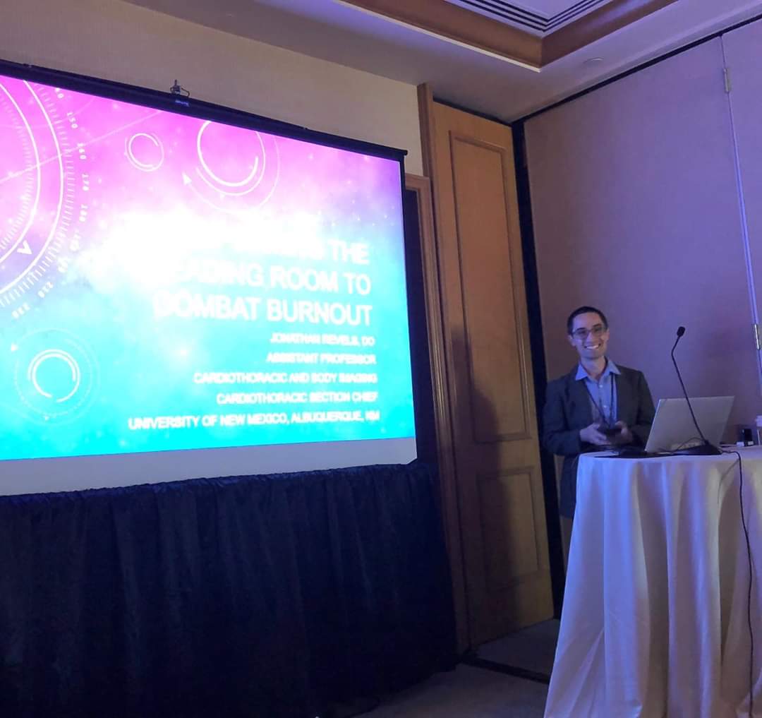 UNMRadiology's tweet photo. Successful presentation by @JRevRad1 at the @socabdradiology #SAR20 on #combatingburnout in #radiology. Thank you! @UNMHSC https://t.co/dMzbY0KPUN