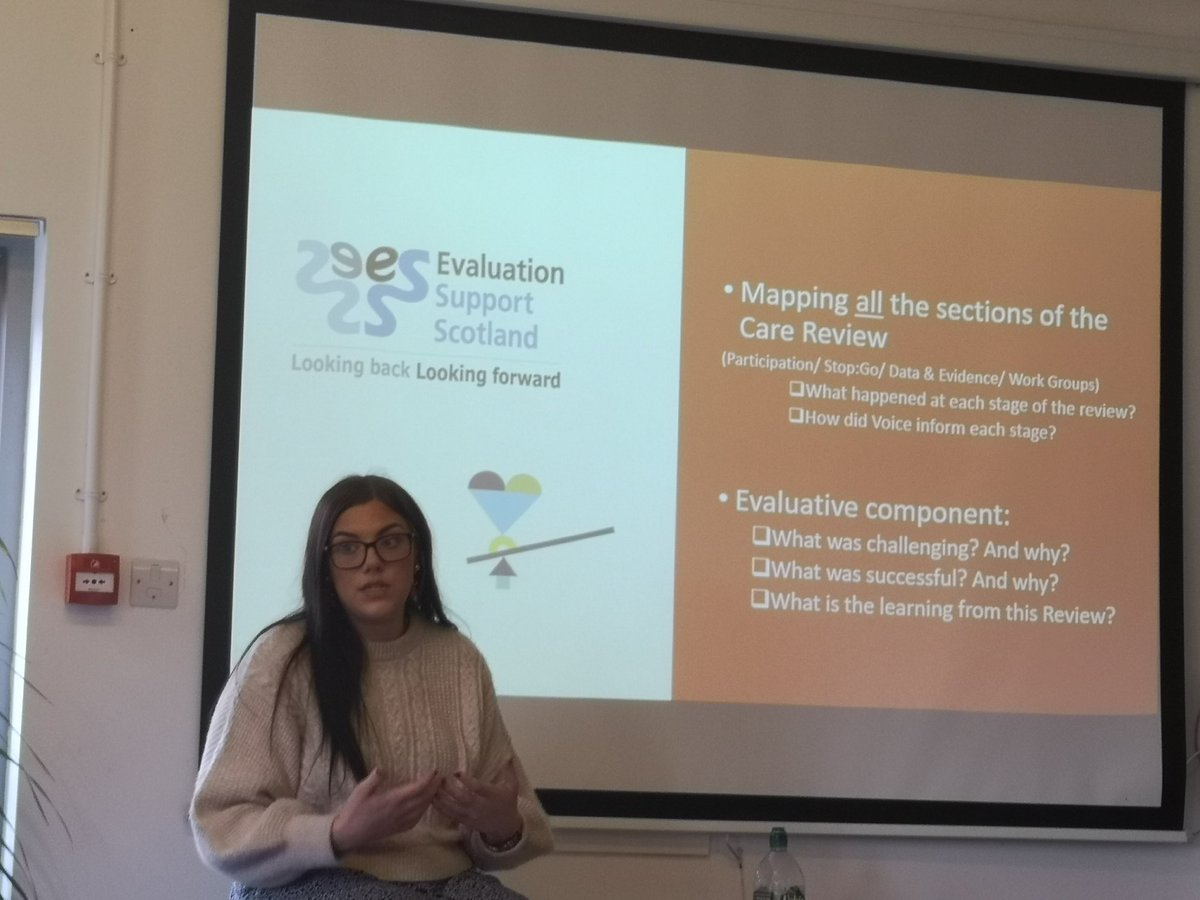 JaneEMCallaghan's tweet photo. Talking about the evaluation of The Care Review - the fabulous @jessicaclearyy in action at @StirCCWP https://t.co/r4jOHqY2n3