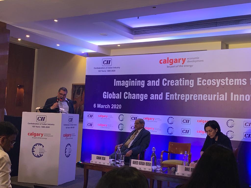 CIIEvents's tweet photo. #IndiaCalgaryConnect➡️Calgary Mayor @Nenshi addressing the 'Imagining and creating ecosystems for global change and entrepreneurial innovation' event hosted by @FollowCII & @GlobalShapers at #Mumbai. #CalgaryCalling #cii4india @calgaryeconomic @CanadainIndia @HCI_Ottawa https://t.co/GutMMqw4RI