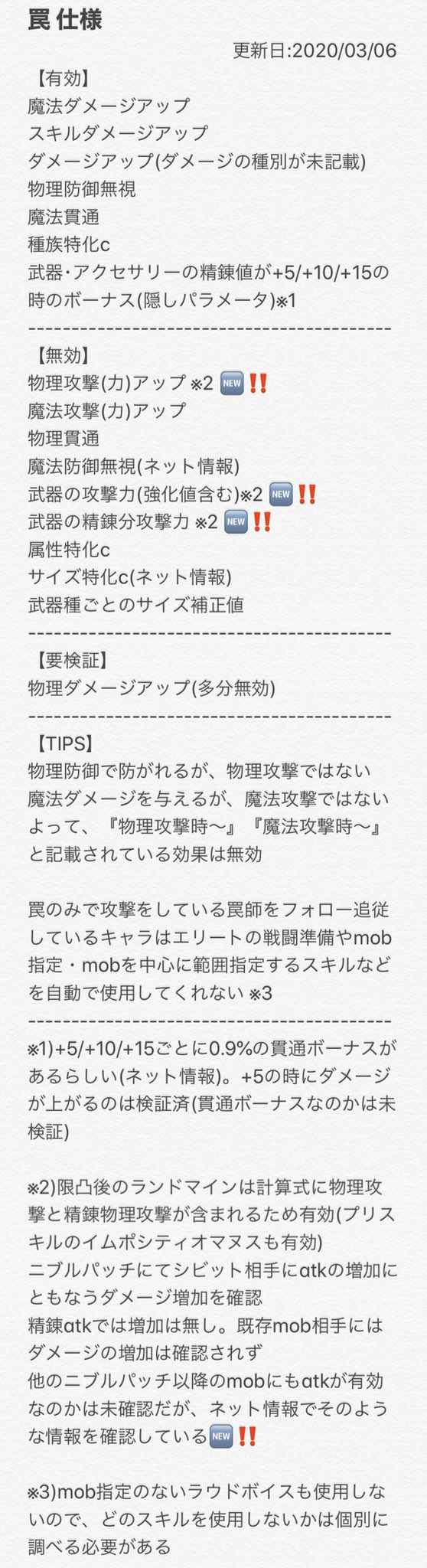 罠仕様まとめ 更新しました 未確認な部分が多いですが 結構罠師の根底を揺るがす仕様変更かなと思ったので 取り急ぎ 手帳atkやら衣装の 1 やらを気にしなくていいところが好きだったのですが 3 ラグマス 罠師 T Co 罠仕様まとめ 更新しました 未確認な部分が多いですが 結構罠師の根底を揺るがす仕様変更かなと思ったので 取り急ぎ 手帳atkやら衣装の 1 やらを気にしなくていいところが好きだったのですが 3 ラグマス 罠師 T Co