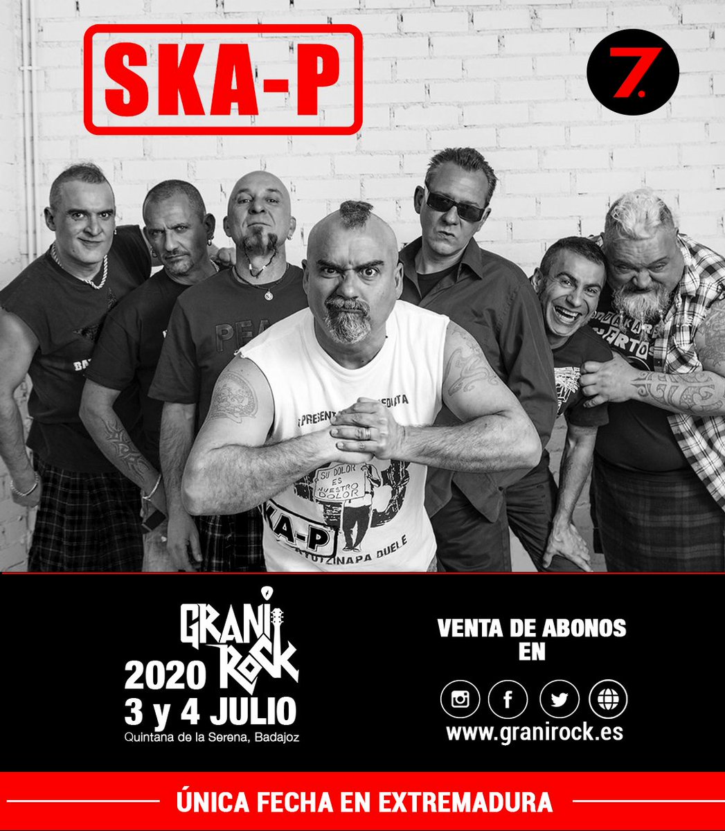 Estamos orgullosos de anunciar a una de las mejores bandas de ska punk del mundo. SKA-P estará tocando en la séptima edición del Grani🤘

✅Y para festejarlo, lanzamos una nueva promo de🔸500 abonos🔸que estará disponible hasta agotarse. 

🎟Abonos granirock.es