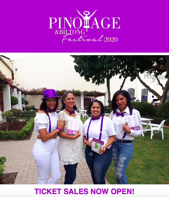 Get your purple &amp; white outfits ready &amp; don’t miss out on the this year’s #PinoBiltongFest @PerdebergWinery Taste &amp; buy a range of Pinotages paired with Afrifoods biltong. Live music and food trucks add to the vibe.
Sat 18 &amp; Sun 19 April.
bit.ly/37UwQtj