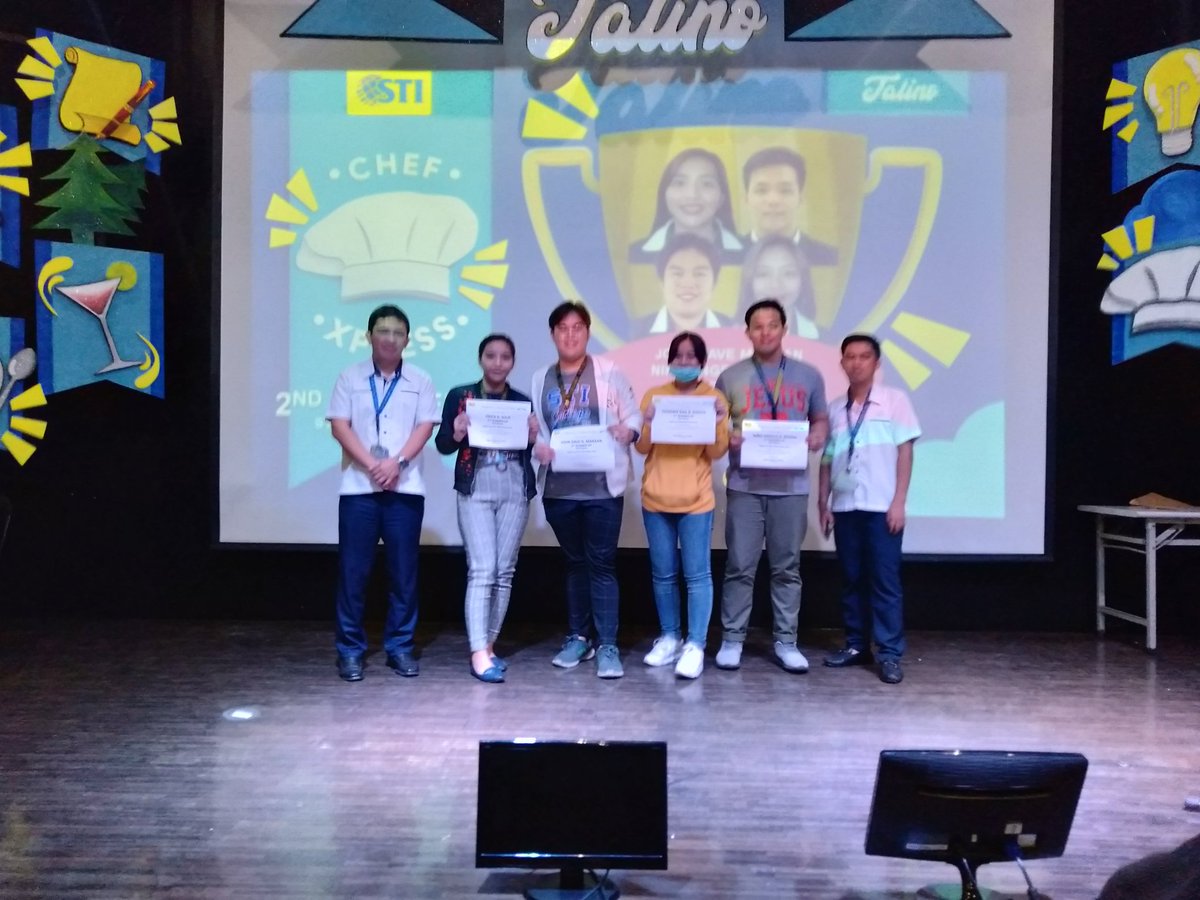 miggybob's tweet photo. CONGRATULATIONS!
John Dave Maraan, Erica Fay Reyes Solis, Heindrix Gail Ramos, and Nino Angelo Rivera; #2ndRunnerUp
#ChefXpresss
#STICollegeCubao
#ClusterCompetition #TagisanNgTalino2020 https://t.co/8cN43nQVOS