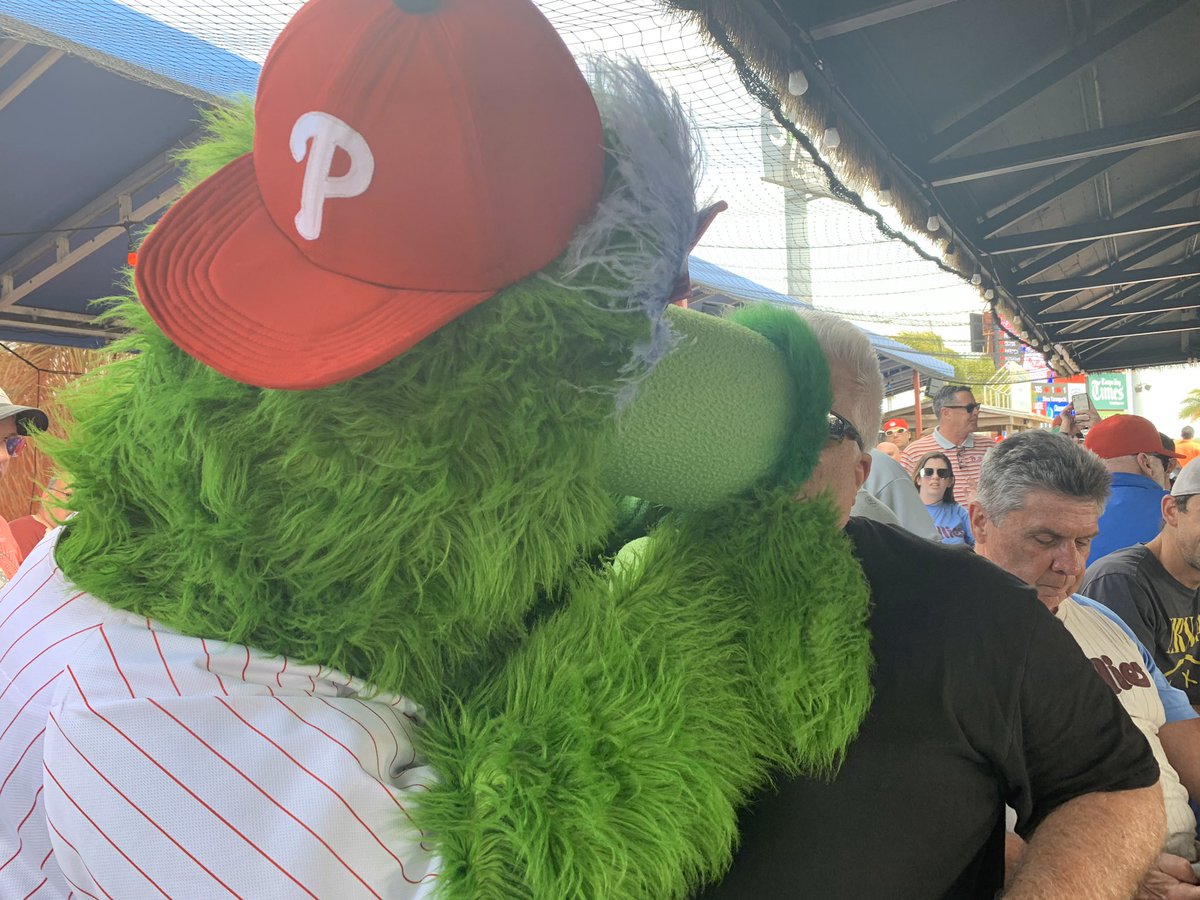 CindyWeb94's tweet photo. The Phanatic is very happy that @SportsRadioWIP @WIPMorningShow producer Joe Weachter is doing well. He’s telling his story now. Tune in! https://t.co/xUQMaGc7qu