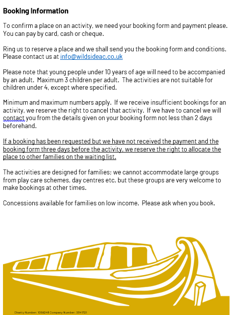 WildsideAC's tweet photo. Hot off the press - our Easter Holiday Programme - please book by email as our phone is still playing up! #lifesbetterbywater #wolverhampton #wildsideac https://t.co/jiN1nVhjPW