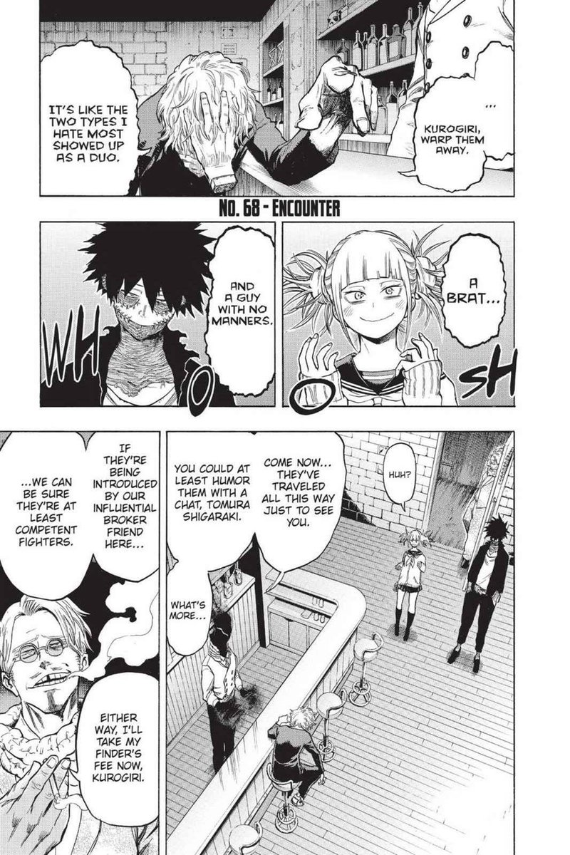 Next,its shiggys humanity shift towards the league.We're all aware that shigg wasnt fond of dabi&toga,he insulted them when they first appeared, but ever since his mentor afo's absence and overhauls incident+long time he spends with them,he has learned to appreciate his comrades.