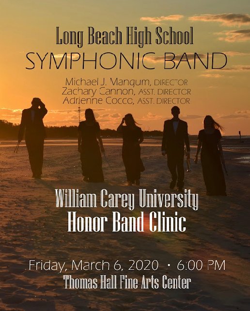 BandLbhs's tweet photo. Symphonic Band in concert tonight at 6:00PM at Thomas Hall Fine Arts Center on the William Carey Hattiesburg Campus. We would love to see you there! https://t.co/x2dXbHj86w