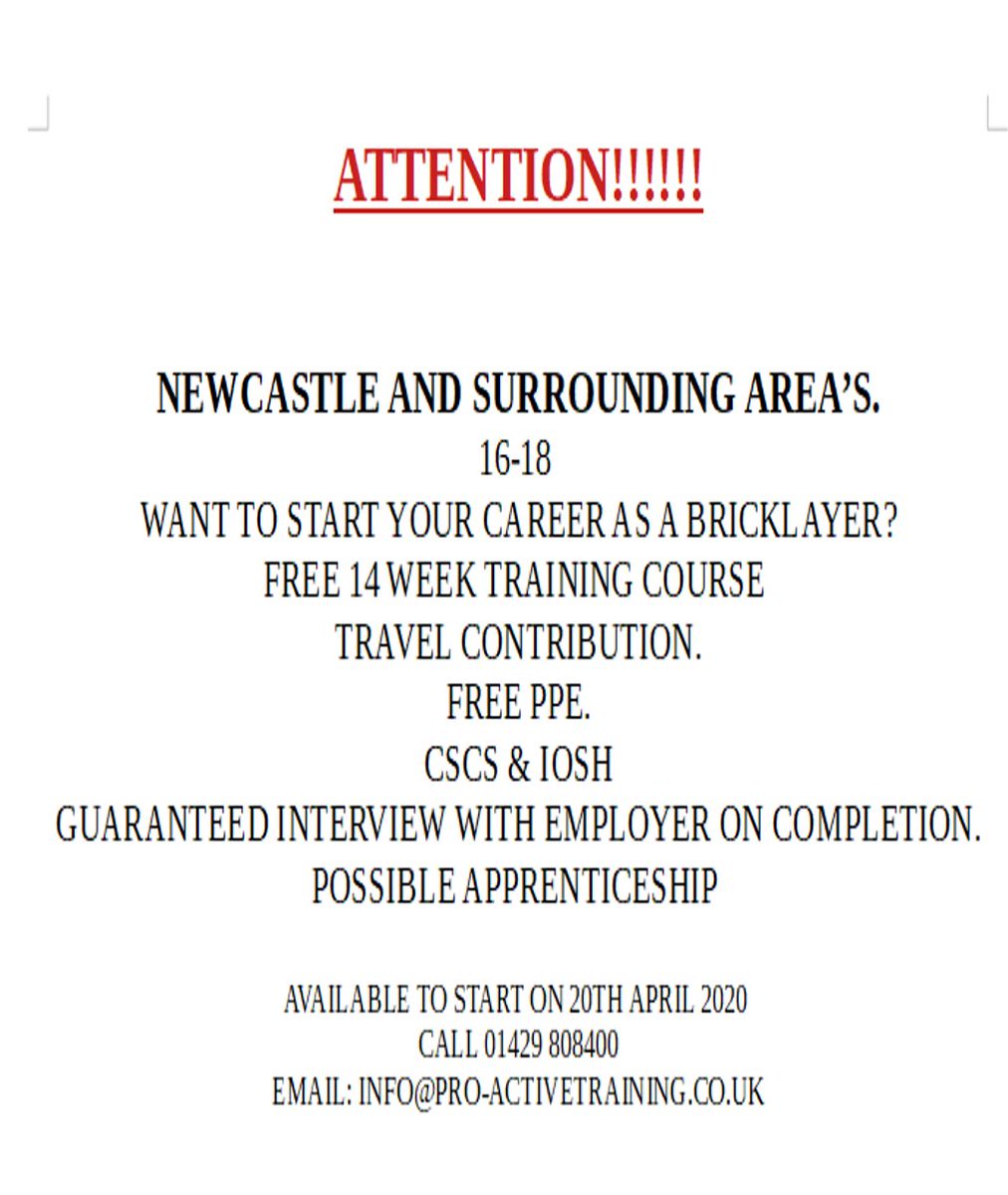 Get in touch if you are looking to start your career in Bricklaying 01429 808400