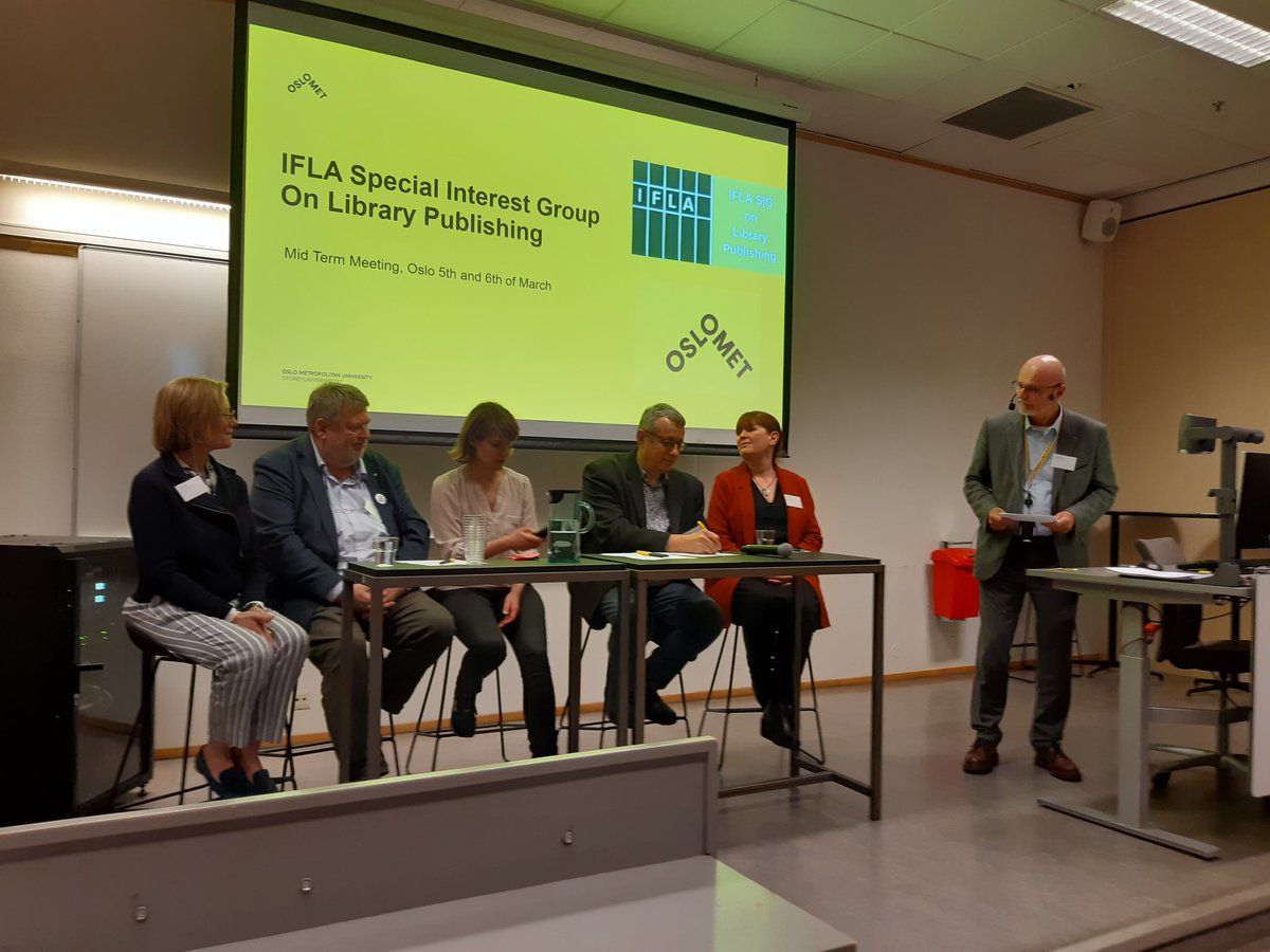 marie_librarian's tweet photo. The Chair of the Library Publishing Group of @LAIonline, Head of @DBScollege Library Press and Subject Lead of DBS MSc in Information & Lib Mgt, (including instruction of @LibPubCoalition curriculum) @JaneBuggle on the fascinating panel discussion @IFLA's #Libpub2020 @OsloMet. https://t.co/kALUqGywXa