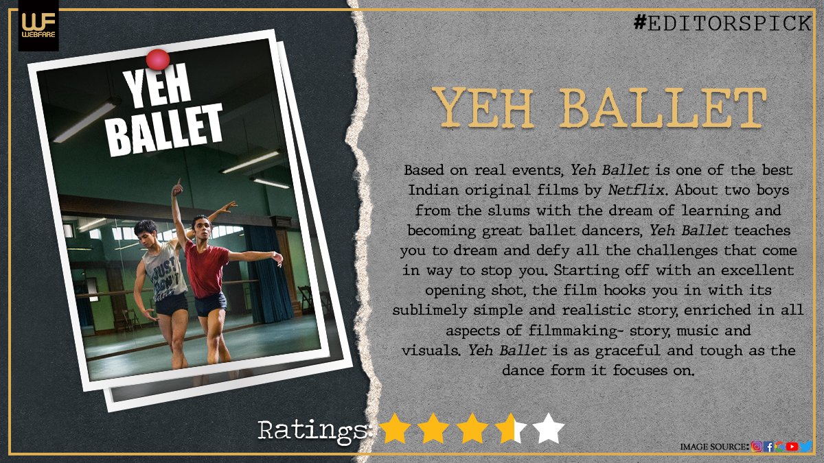 WebFareLive's tweet photo. If anyone or anything is making you feel you dream is too big for you, go watch Netflix’s Yeh Ballet.
#YehBallet #Netflix #WebfarePicks #FilmOfTheMonth #Dance #Ballet #RealStory #FeatureFilm #OriginalFilm #Webfare #WebfareLive https://t.co/Ox6I555w3e