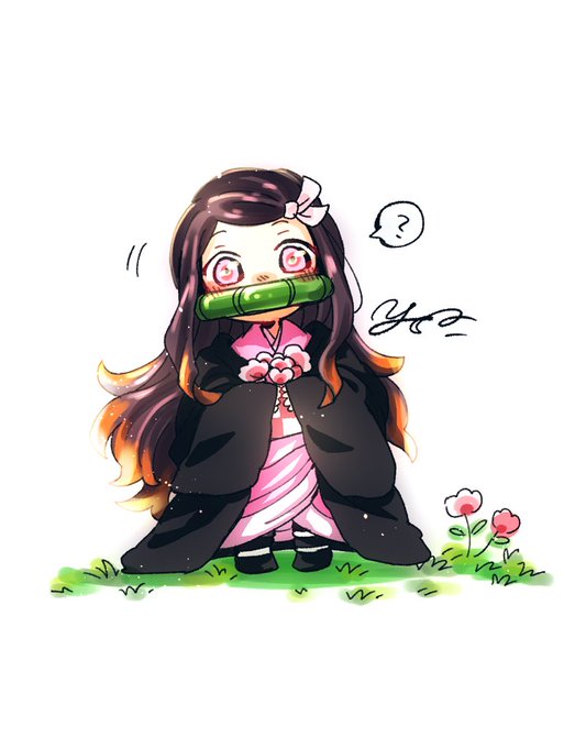 ゆら@『カフェ"もふもふ"』連載中さんがTwitterに投稿した竈門禰豆子(鬼滅の刃)のイラスト。