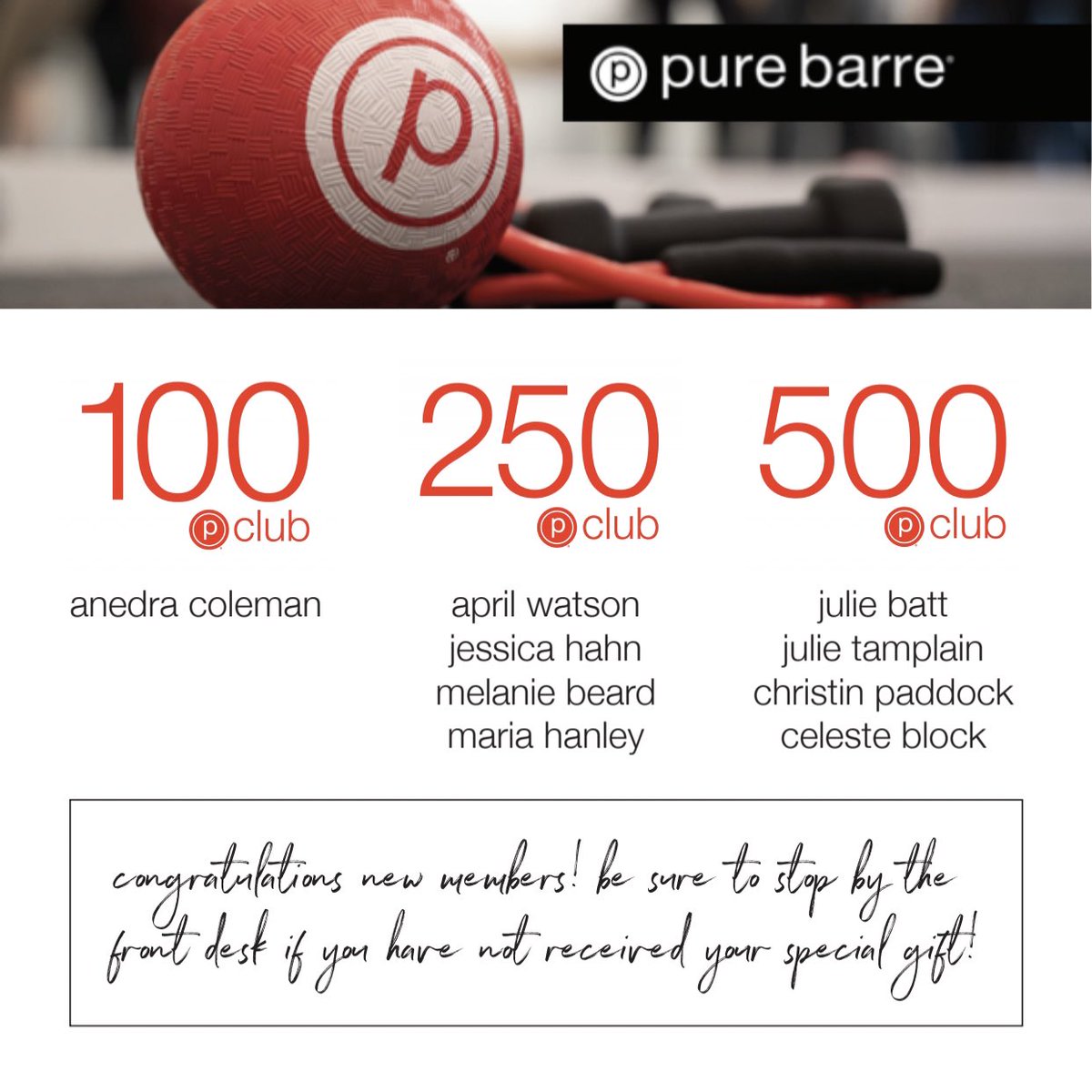Congratulations to our newest 100, 250 &amp; 500 Club Members this month! We are so proud of you for crushing your goals and tackling this huge accomplishment 💪❤️