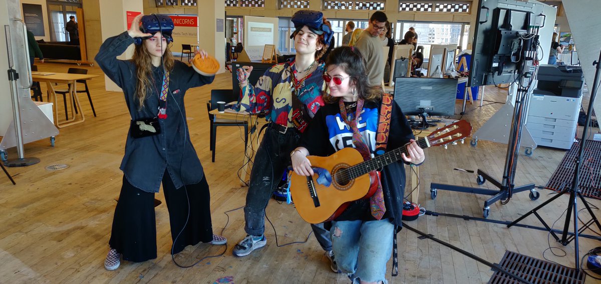 From the art studios <a href="/ChelseaUAL/">Chelsea College of Arts</a> to virtual reality painting with <a href="/CCWDigital/">Digital Maker Collective (DMC)</a> <a href="/CamberwellUAL/">Camberwell College of Arts</a> to Tate Exchange #Uni2Unicorns event.

Join #artsDMC students Emma Caro, Leah Simmons and Christina Nteventzi  as they explore the future immersive #VR art studio tate.org.uk/whats-on/tate-…