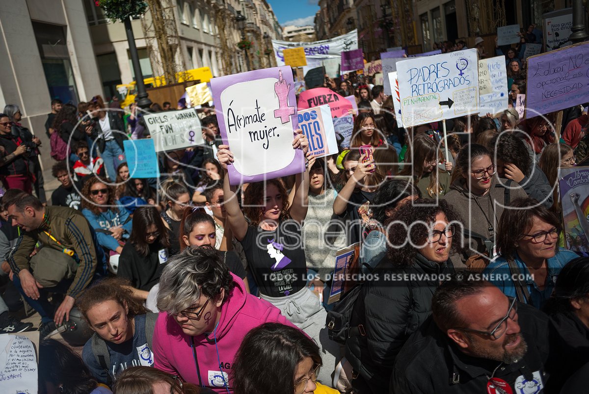 asnerp's tweet photo. Huelga general feminista de #estudiantes en #Málaga en apoyo a la huelga del #8M y contra el #pinparental. 

© @asnerp https://t.co/A9qjQRHzRh