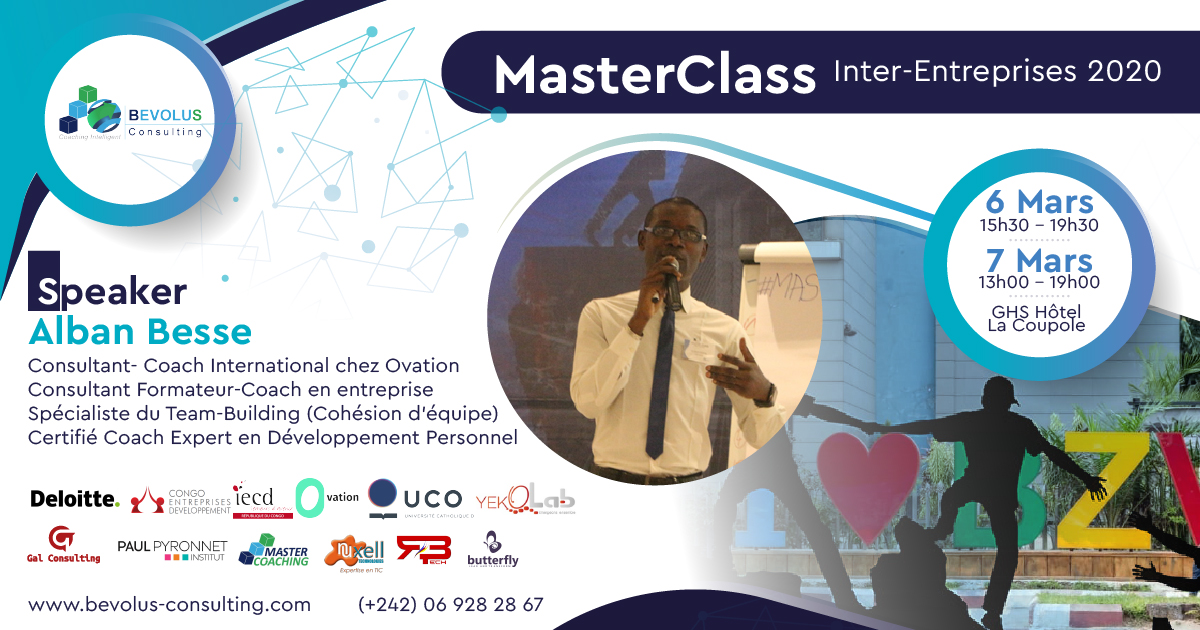 C'est dans quelques instants, avec <a href="/albanbesse/">Alban Besse</a> ; 
Consultant Coach chez Ovation.eco, 
Certifié Coach Développement Personnel, 
Spécialiste du Team-Building, DG <a href="/Yekolab/">Yekolab Community</a> et CEO <a href="/BevolusC/">Bevolus Consulting</a>
#Bevolus #Congo #Manager #DRH #Leadership #BPSCG