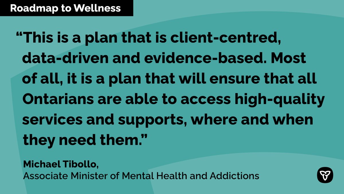 ONThealth's tweet photo. #ICYMI: Ontario unveils a new cross-government plan that will better support Ontarians experiencing #MentalHealth &amp; addictions challenges, ‘Roadmap to Wellness: A Plan to Build Ontario’s Mental Health and Addictions System’. https://t.co/IluVj4YDQ8 https://t.co/h8uP0VCXrI