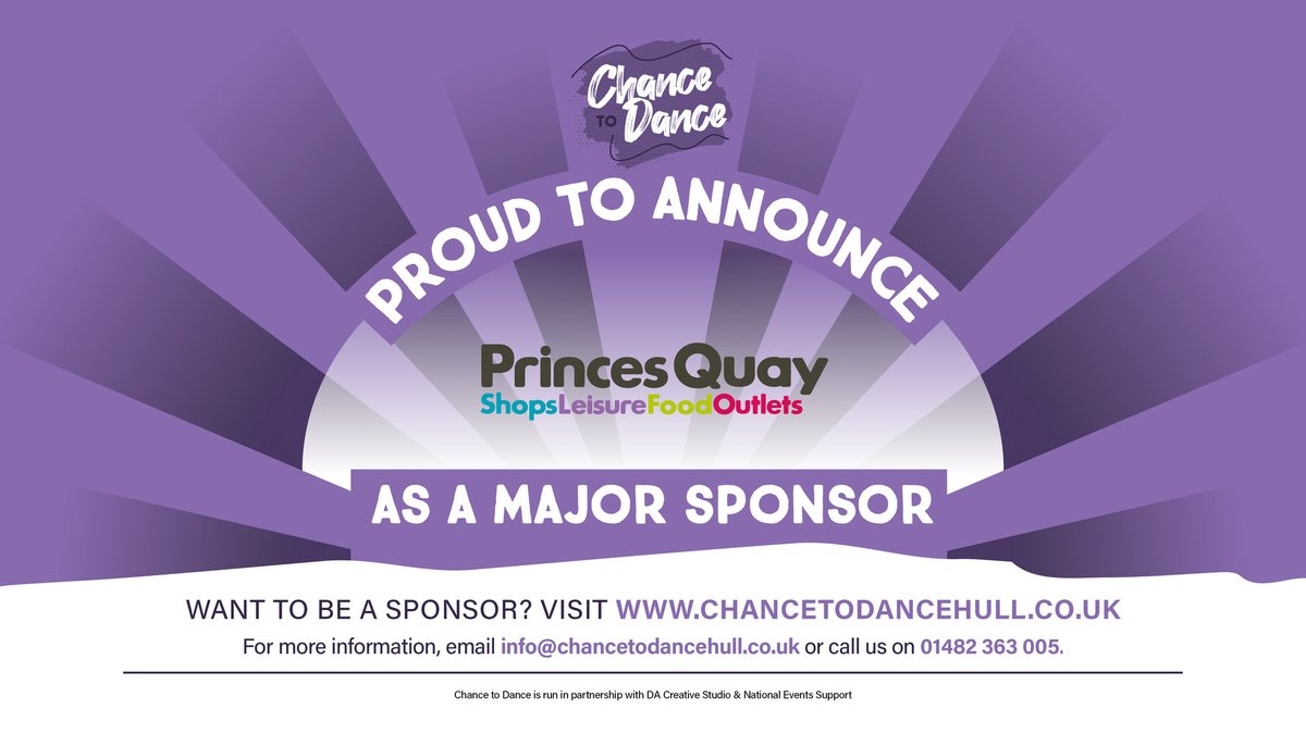 Another one has joined the party! A big thank you to <a href="/PrincesQuayHull/">Princes Quay</a> who has come on board as a major sponsor for Hull's new creative dance challenge! 

If you or your business is keen to support in any way possible - get in touch! chancetodancehull.co.uk