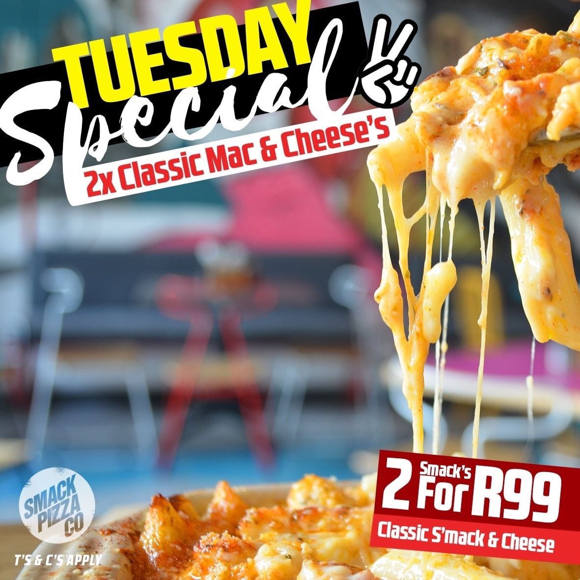 SmackPizzaCo's tweet photo. Tuesday Mac &amp; Cheese Special!!

Sit Down or Watsapp for Delivery 011 234 0641

In Rivonia Inspired by New York 🏙🇺🇸

#NewYorkPizza #Smack #Pizza #Rivonia #Mac&amp;Cheese https://t.co/nrLXBzrYL9