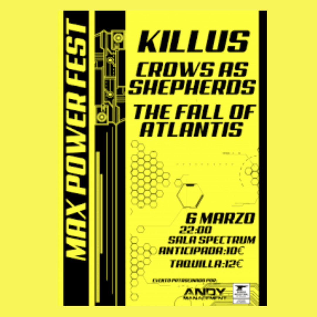VampireProds's tweet photo. Cartelazo de lujo y plan inmejorable para esta noche en Murcia en el Max Power Fest
@weareCAS1 | @KillusBand | @thefallofatlant
🎟️ https://t.co/YIPORNTqfU
#crowsasshepherds #metalespañol #metalband #spanishmetalband #alternativemetal #donnie #festivalmurcia #maxpowerfest https://t.co/QWwZvaLWIA