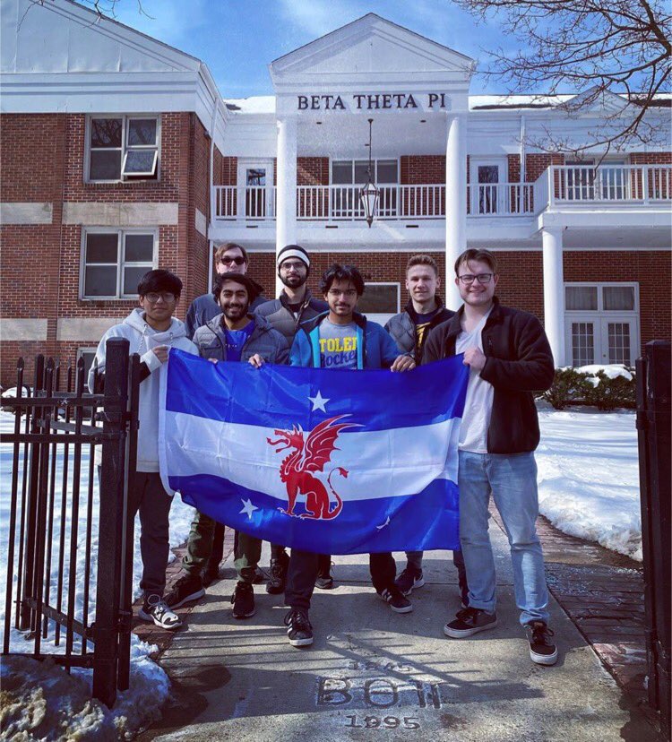 [Beta Flag Friday] How about some snaps for the crew of Toledo (<a href="/beta_utoledo/">Beta Theta Pi - University of Toledo</a>) refounding fathers who swung by the Beta house at the Univ. of Michigan (<a href="/beta_umich/">Beta Theta Pi UMich</a>) last week after their brotherhood retreat? From 1845 to 2020, the Beta legend lives on. #flagfriday #betaspirit