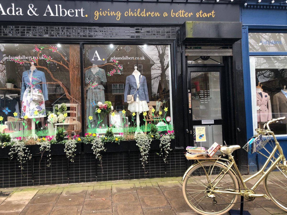 adaandalbert's tweet photo. You all tell us you love our window displays, so we thought we’d share these pictures of our Founding Trustee, Michaela, hard at work creating our new Spring window! Now let’s hope the sun comes out so we can all enjoy it! #charity #boutique #merchandising #windowdisplay ❤️🌈 https://t.co/YhP7ArrzEd