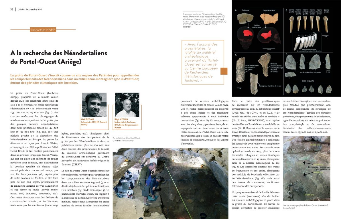 Un article sur les Néandertaliens du Portel-Ouest (Ariège) par Gaël Becam et Régis Vézian, paru dans le Hors-série Recherche du Mag' de l'UPVD !

univ-perp.fr/medias/fichier…

#prehistoire #upvd #tautavel #archeologie #ariège #neandertal #moustérien #recherche