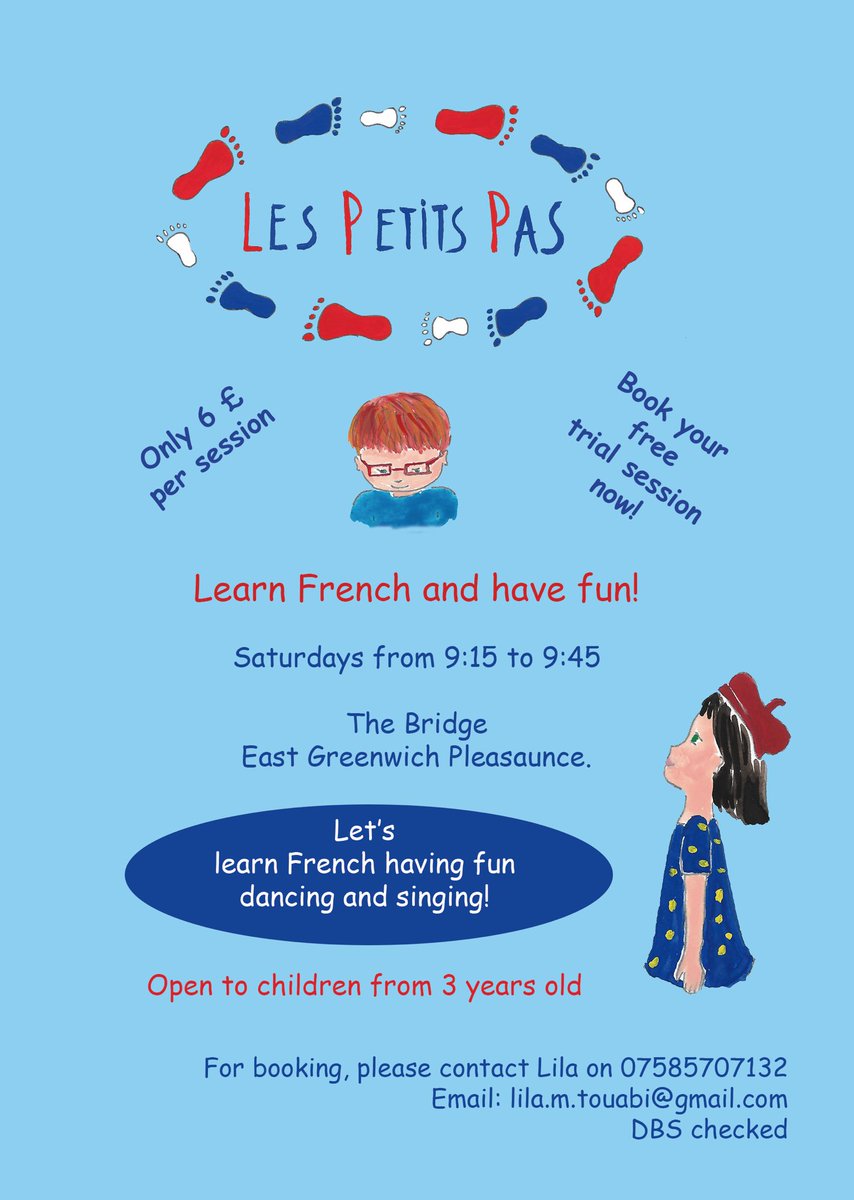 🇫🇷 Bonjour! 

🇫🇷 Did you know we have French classes for little people at The Bridge in East Greenwich? 

🇫🇷 Sign up for a free trial today! See the flyer for details
