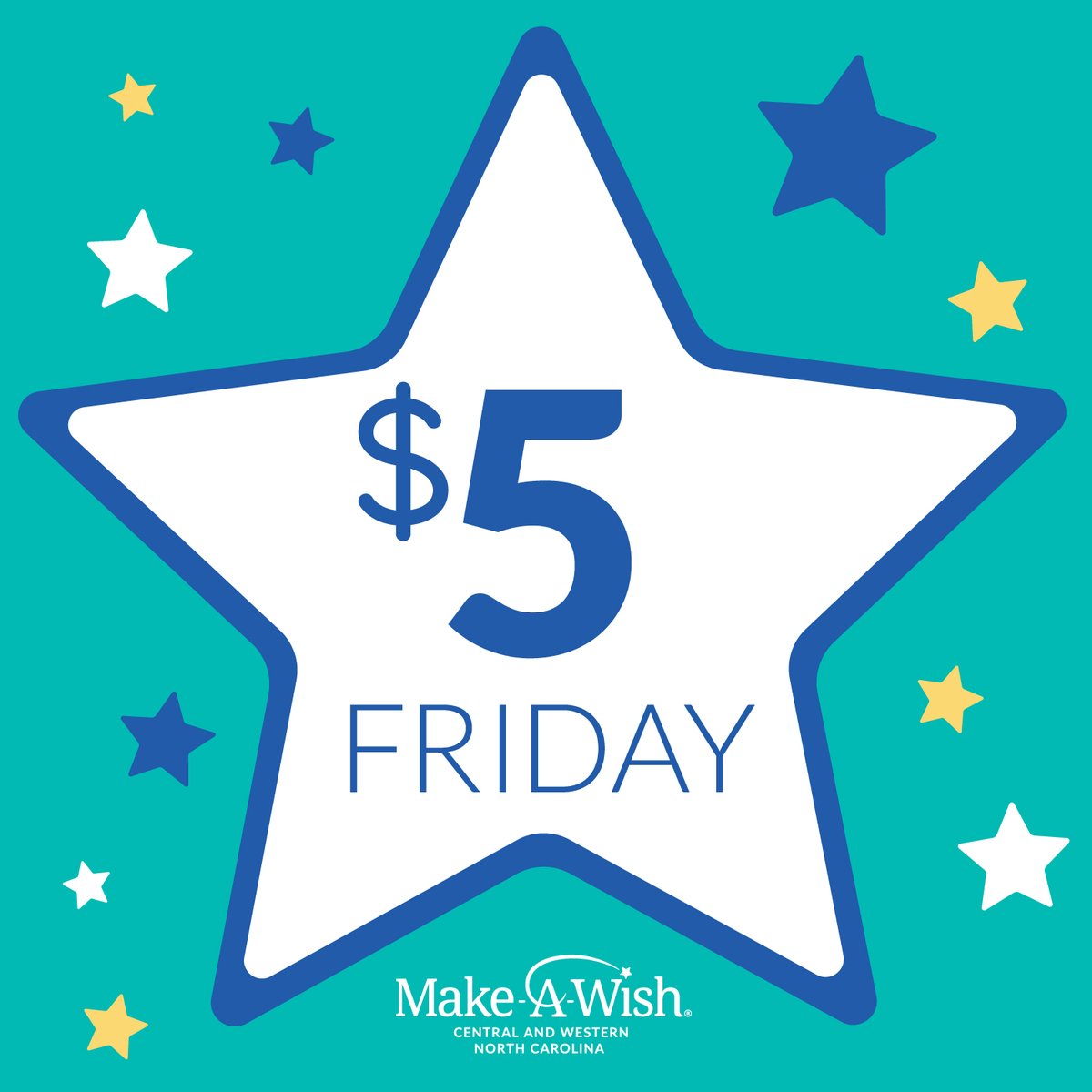 It’s $5 Friday! Consider skipping your morning coffee and help grant wishes instead! Now is the perfect opportunity to sign up for monthly giving and make wishes happen throughout the year. nc.wish.org/donate