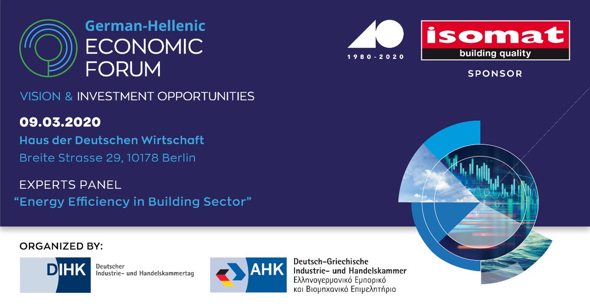 isomateu's tweet photo. ISOMAT is proud to be a sponsor of the German-Hellenic Economic Forum “Vision &amp; Investment Opportunities”, which will take place on 9 March in Berlin!

#degrforum #isomat #buildingmaterials #energyefficiency https://t.co/9lreRAArMW