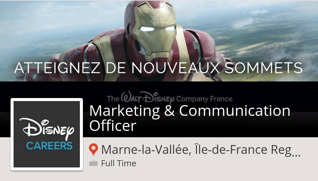 AmandaFINDIKIAN's tweet photo. Check out this #job: #Marketing &amp; #Communication Officer at #Disney in #MarnelaVallee https://t.co/0hCj69wT9o #DisneyJobs https://t.co/UnLtFG3HZO
