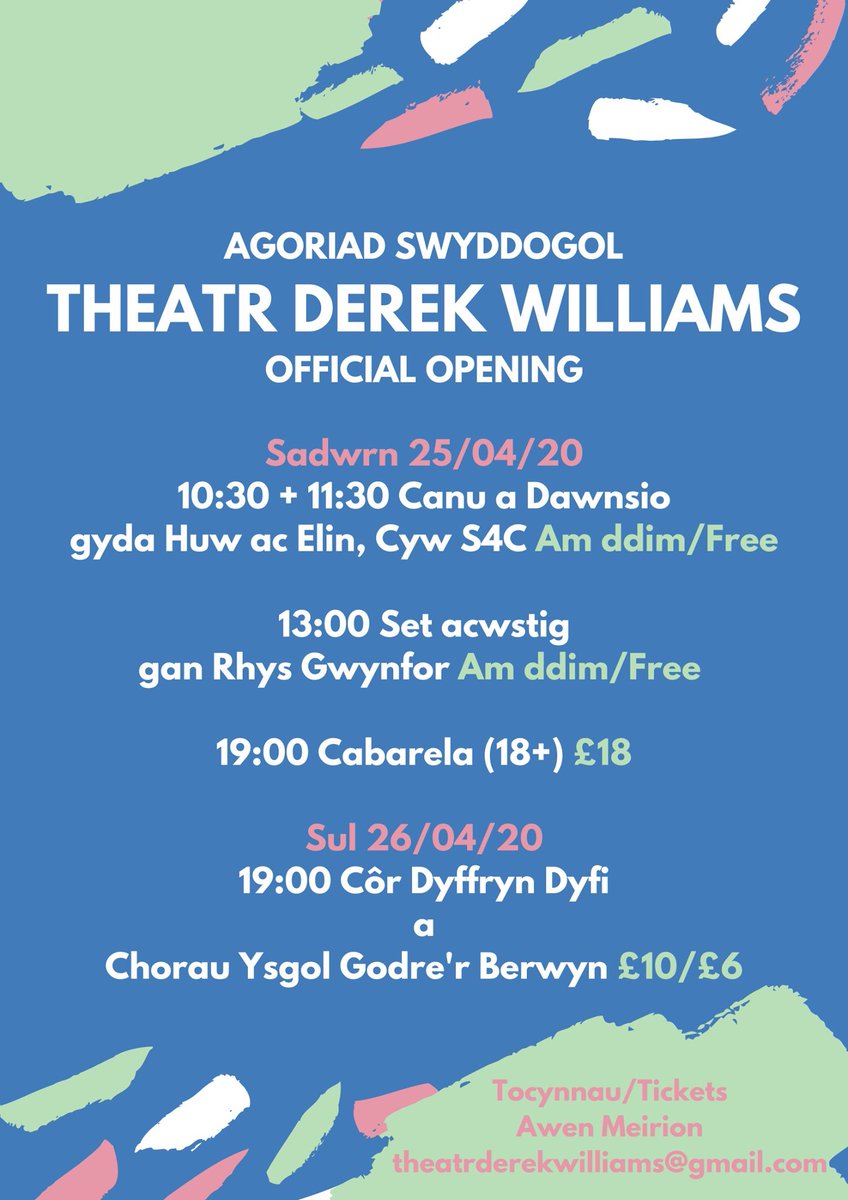 Mae’r côr yn edrych ymlaen yn arw at gael bod yn rhan o agoriad swyddogol Theatr Derek Williams yn y Bala. Tocynnau ar gael o Awen Meirion neu drwy ebostio theatrderekwilliams@gmail.com 🎼 <a href="/AwenMeirion/">Awen Meirion</a> @Bransbrings @osianhuw @meilirrhys