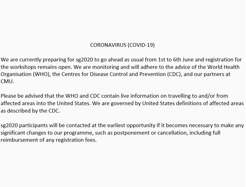 Smartgeometry's tweet image. Update on #Corona / #COVIDー19 for #sg2020 -- @WHO, @CDCgov.
smartgeometry.org + cmu.edu/alert/coronavi…