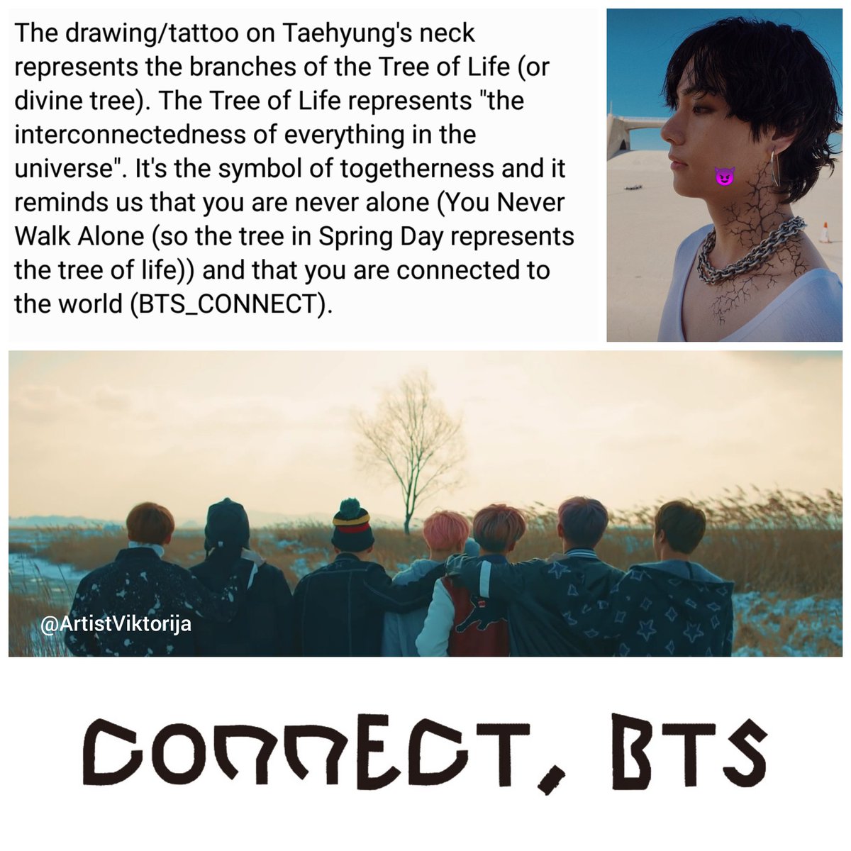 ArtistViktorija's tweet photo. [Reup.] 

The drawing/body art on Taehyung's neck symbolizes the branches of the Tree of Life and it has a connection with number 7, ON, Black Swan, Shadow concept, #BTS_CONNECT , Blood Sweat and Tears and even You Never Walk Alone &amp; Spring Day. ✨

#BTS @BTS_twt @army_society https://t.co/ryI6Bg4tsq