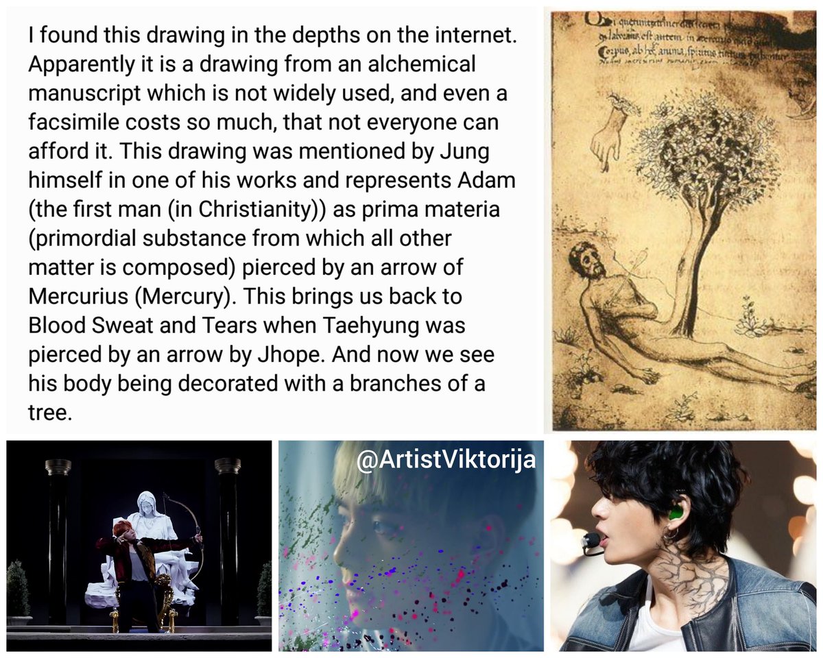 ArtistViktorija's tweet photo. [Reup.] 

The drawing/body art on Taehyung's neck symbolizes the branches of the Tree of Life and it has a connection with number 7, ON, Black Swan, Shadow concept, #BTS_CONNECT , Blood Sweat and Tears and even You Never Walk Alone &amp; Spring Day. ✨

#BTS @BTS_twt @army_society https://t.co/ryI6Bg4tsq