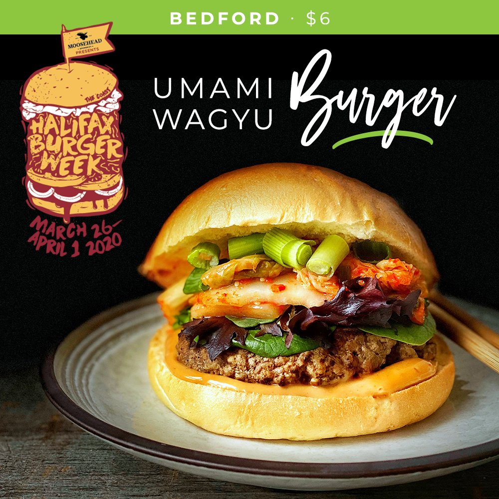 PetesNS's tweet photo. Here is it! You can find the Wagyu Umami Burger in #Bedford March 26-April 1 for #hfxburgerweek! A Wagyu beef patty, Asian aioli, @KimchiHFX , lettuce, carrot and green onion all for only $6! @TwitCoast @SunnysideMall #petesfrootique #tasty https://t.co/h14lEyzvlS