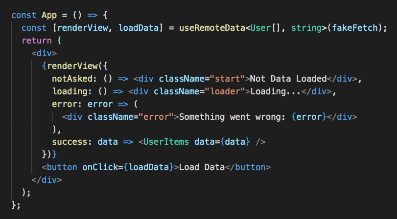 Here's a possible approach to leveraging remoteData in React with hooks and TypeScript.

gist.github.com/busypeoples/71…