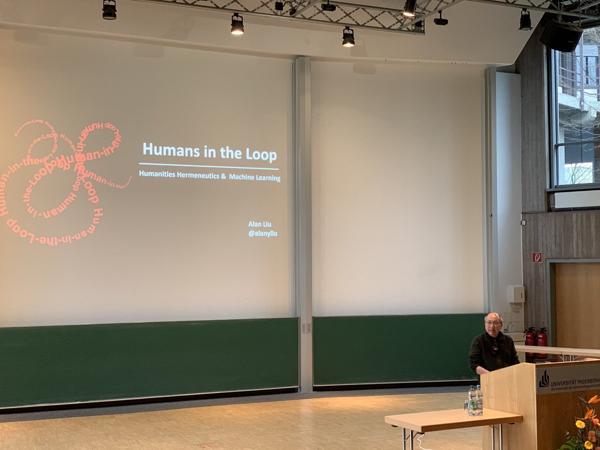 Nun der Abschluss der #DHd2020: Alan Liu (UC Santa Barbara, USA, <a href="/alanyliu/">Alan Liu</a>) Humans in the loop

🔴Livestream: streaming.uni-paderborn.de/liveveranstalt…