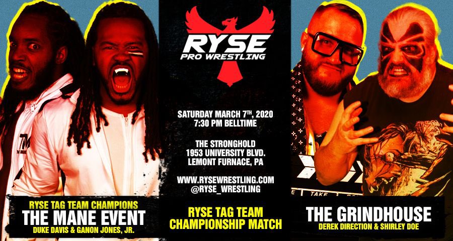 rysewrestling's tweet photo. It’s no secret Sterling wants the tag team titles off The Mane Event. So he’s giving them #SomethingToFear in the most violent men in Ryse: The Grindhouse. Will the Stronghold’s home field advantage roll another win for TME? https://t.co/PyIl0nI5hC