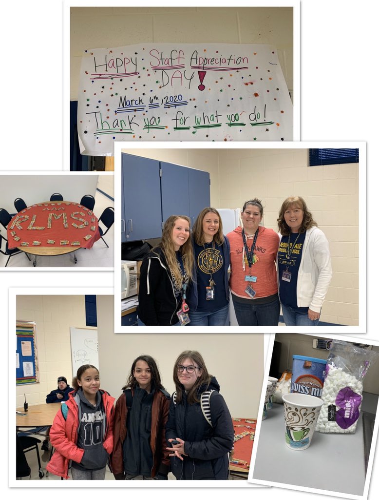 aliaaibrahim8's tweet photo. Happy Staff Appreciation Day @ROUNDLAKEMIDDLE! Thank you Wildcat Way #pbis S and T committees for your hard work putting together a hot cocoa and granola welcome for us this morning! #rlmspride @crimington116 @acastro116 @dedegill75 https://t.co/QDXTiCUnrC