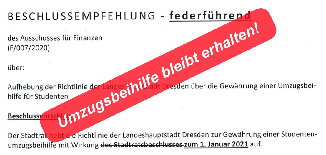 Stura Tu Dresden On Twitter In Seiner Gestrigen Sitzung Hat Der Staddrat Dresden Beschlossen Dass Die Umzugsbeihilfe Erst Zum 01 Januar 2021 Aufgehoben Wird Ein Thread Zum Gesamten Prozess 1 4 Ml