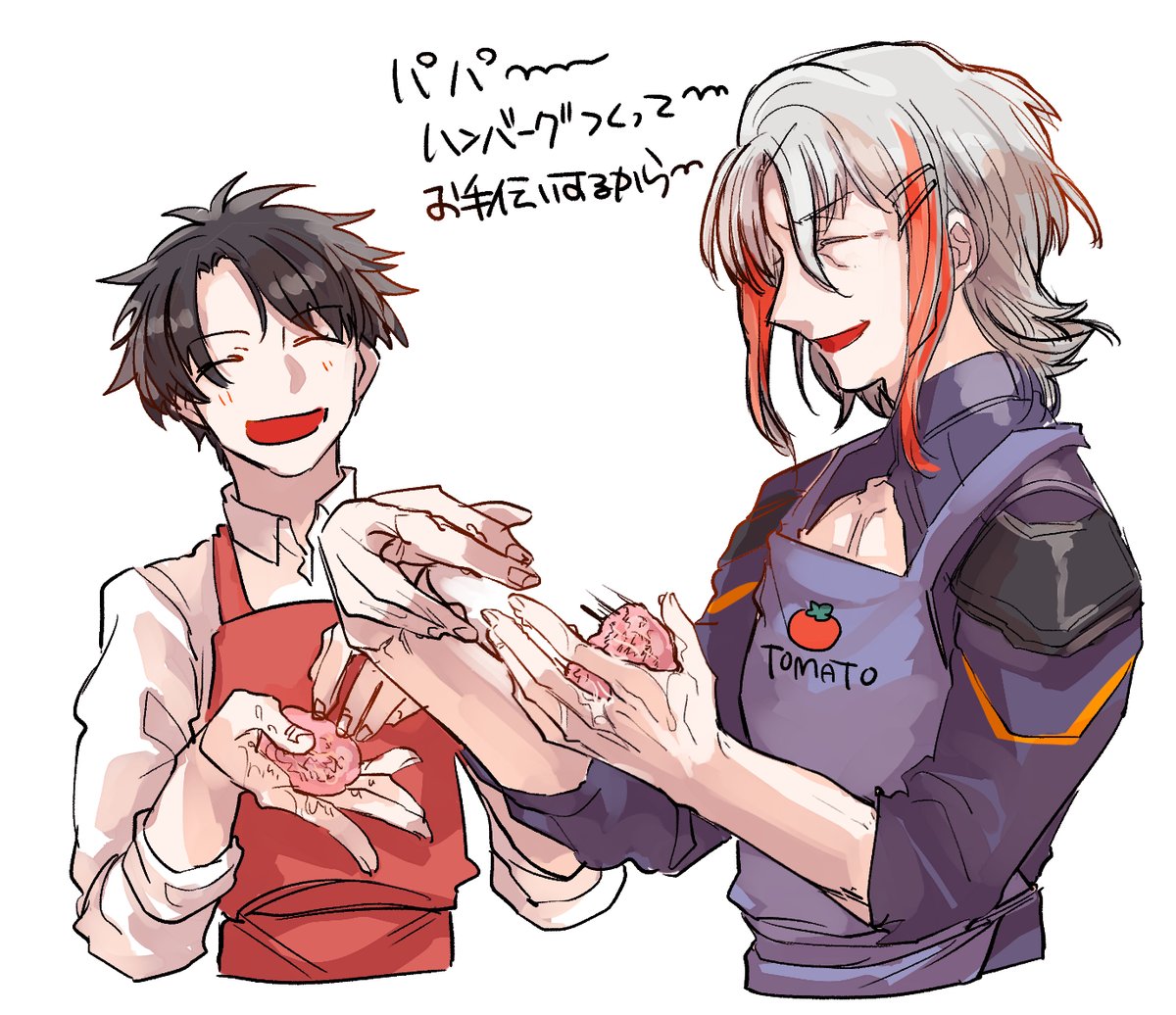 「オデュッセウスパパ～ハンバーグ作って～!! 」|じ ゅ んのイラスト