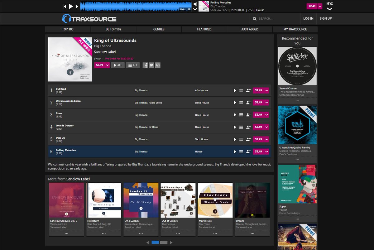 Sanelow_Label's tweet photo. Hi There
We are excited about Big Thanda - King Of Ultrasounds exclusive release @#traxource
Pre-order link:
https://t.co/HGDk17nxCH
Be the first to buy it, share with friends and family
https://t.co/qAPrCc36HO
#deep #house #afro #house https://t.co/8q891AHZTL