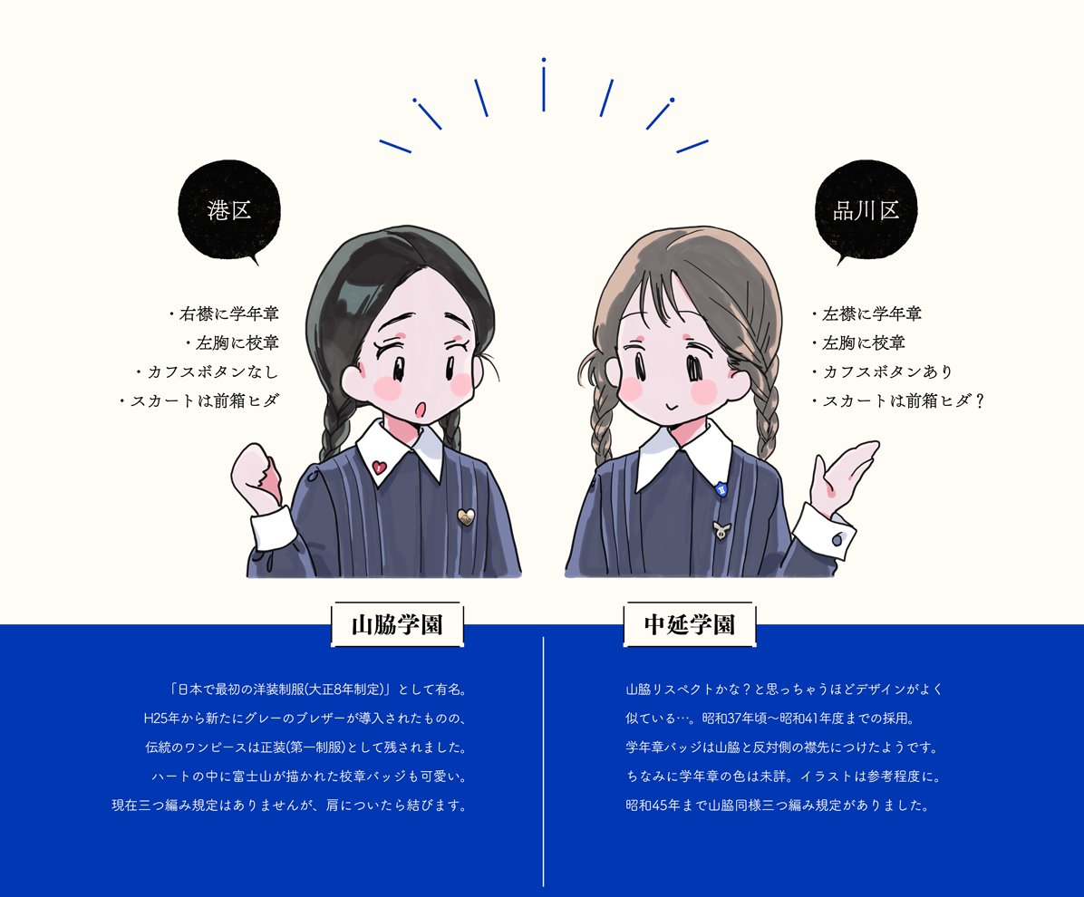 つん Twitterissa 引用ツイートより 中延学園 現 朋優学院 のワンピース描いてみました 10年ちょっと 昭和30 40年代 という短期間に3種ものデザインを導入した隠れたワンピ制服校 2枚目は山脇との比較です Https T Co Rur8jgiuqo Https T Co Ej7oocodpz