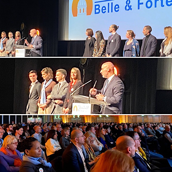 [Toulouse] Le meeting de <a href="/Tlse_BelleForte/">Toulouse Belle & Forte</a> a été un beau succès : un millier de personnes présentes, des co-listiers motivés et une tête de liste déterminée ! Merci aux Toulousaines et aux Toulousains venu(e)s en nombre en soutien à #ToulouseBelleEtForte ! #Municipales2020