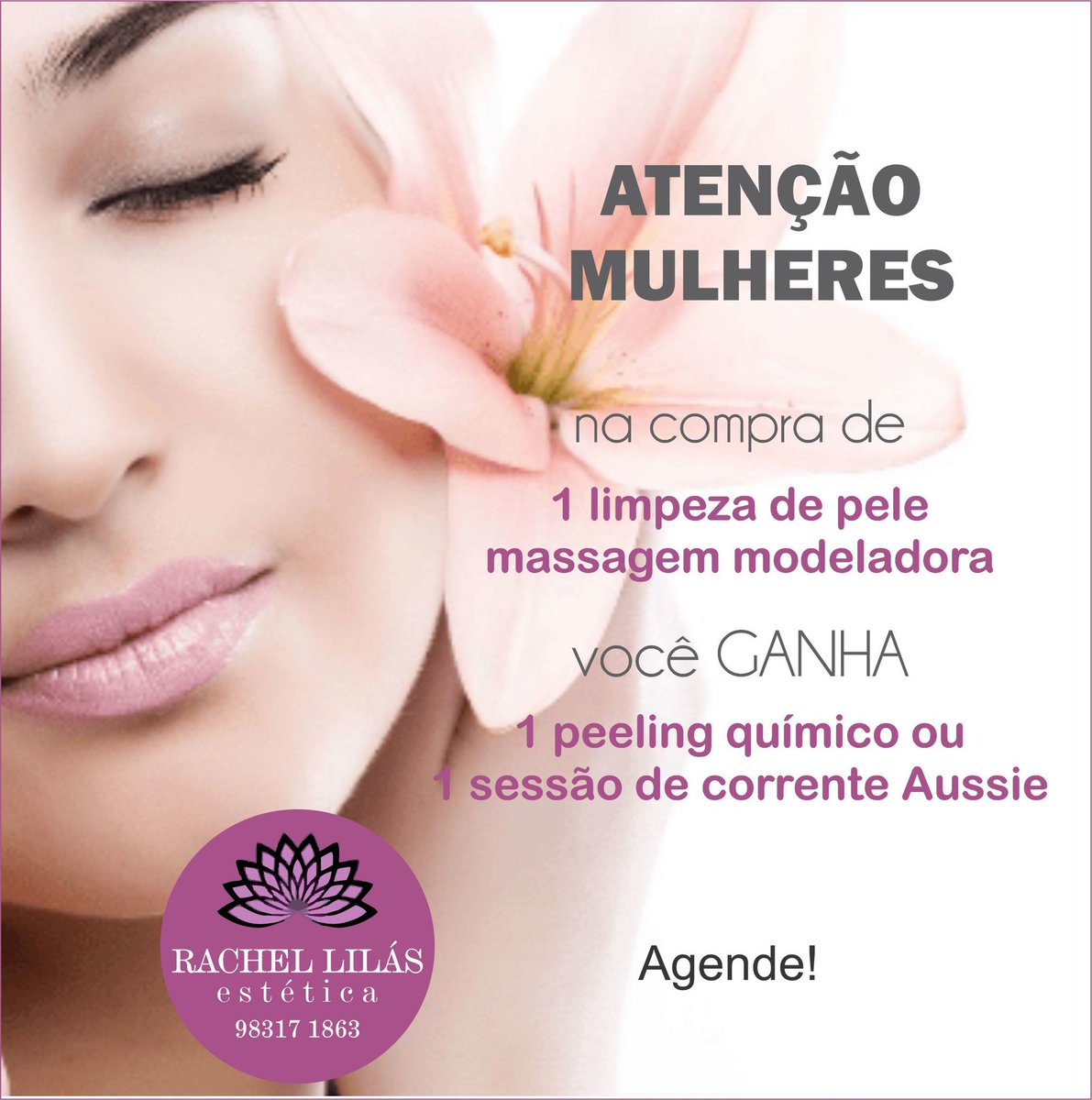 👉ATENÇÃO!! NESTE MÊS DAS MULHERES ESTAMOS COM ESSA PROMOÇÃO! 😍

Aproveita!

#massagem #drenagem #limpezadepele #tratamentosfaciais #tratamentoscorporais #rachellilas