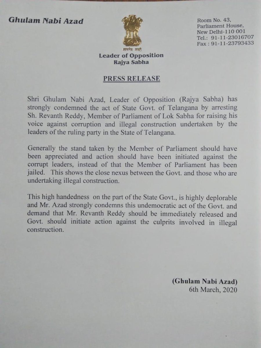 INC COMMUNIQUE 

Important Notification 

Press Release issued by Leader Of Opposition in Rajya Sabha <a href="/ghulamnazad/">Ghulam Nabi Azad</a>