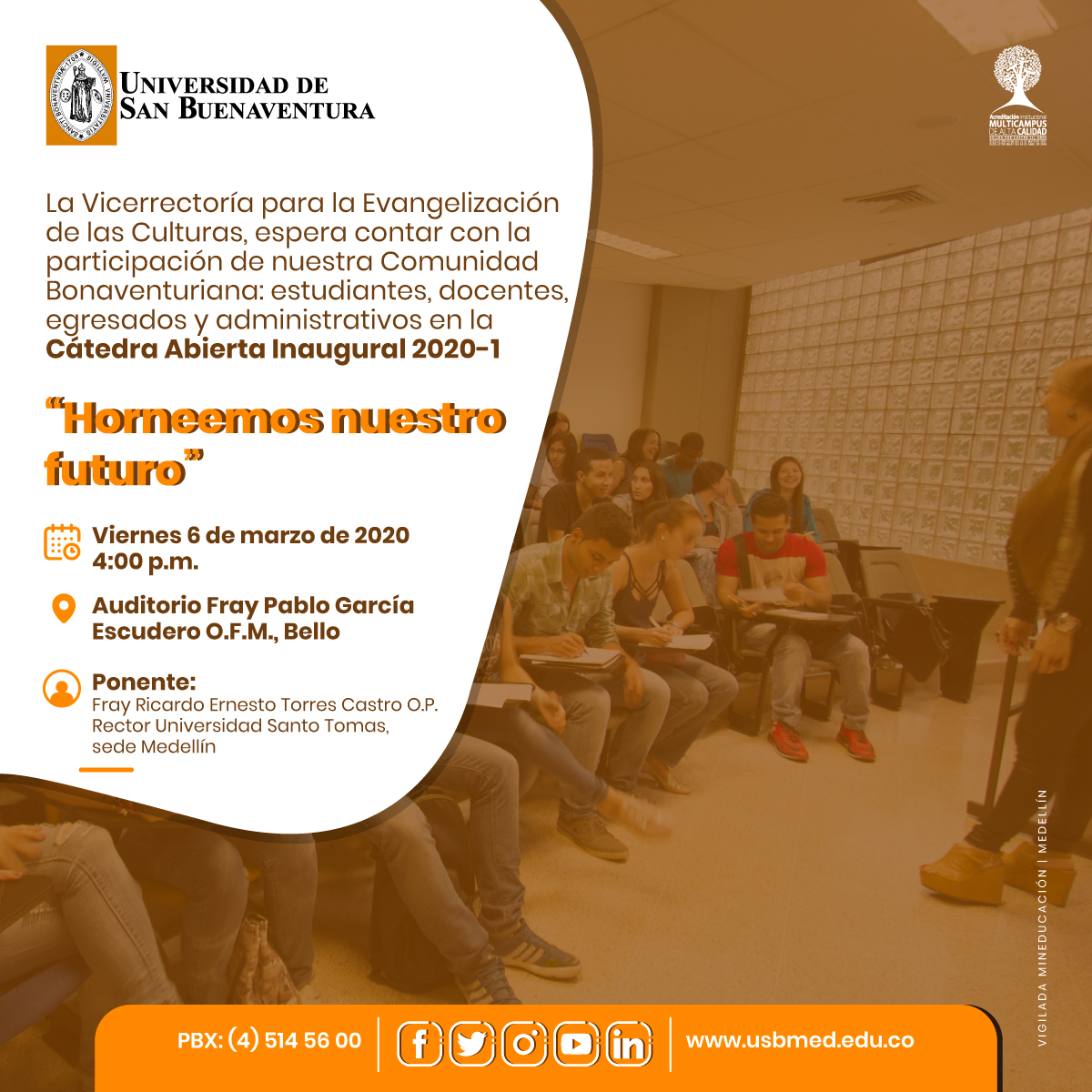 USBmed's tweet photo. #eventosUSB 🙋♀️🧡🙋♂️📝👥
¡Recuerda este viernes nuestra cita en la @USBmed con la Cátedra Abierta Inaugural! No faltes.
@EgresadosUSBMed @JuanGAgonLopez https://t.co/ws0nduNwVD