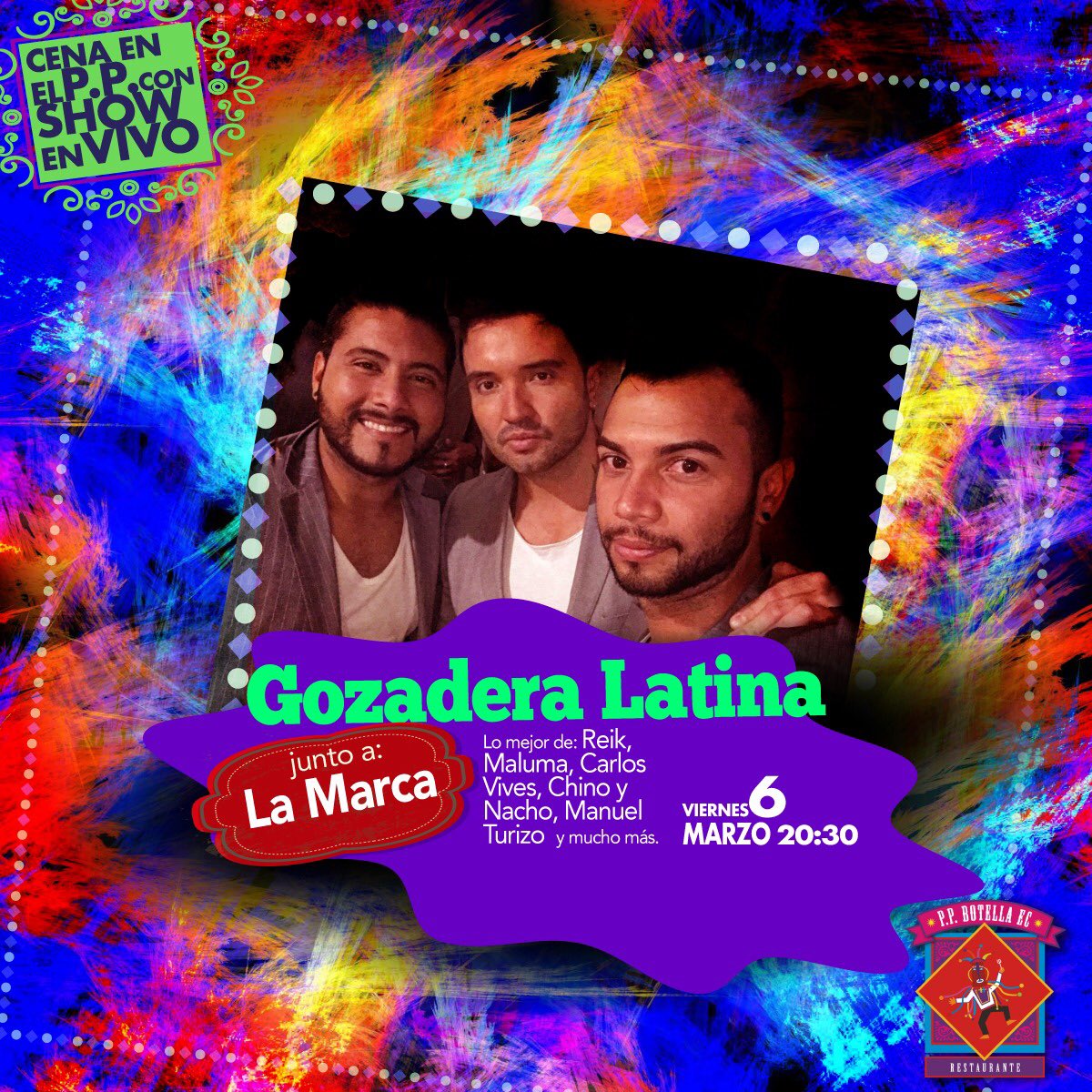 ppbotellaec's tweet photo. HOY disfruta una noche de cena y gozadera latina con la musiquita en vivo del grupo La Marca. RESERVA TU MESA al 099 100 00 02 o en https://t.co/HkBemjPn3G 🎉 

Sabrositos platos típicos, picaditas para compartir entre panas, guaspetes y ambiente único. https://t.co/OTY9RWDyG2